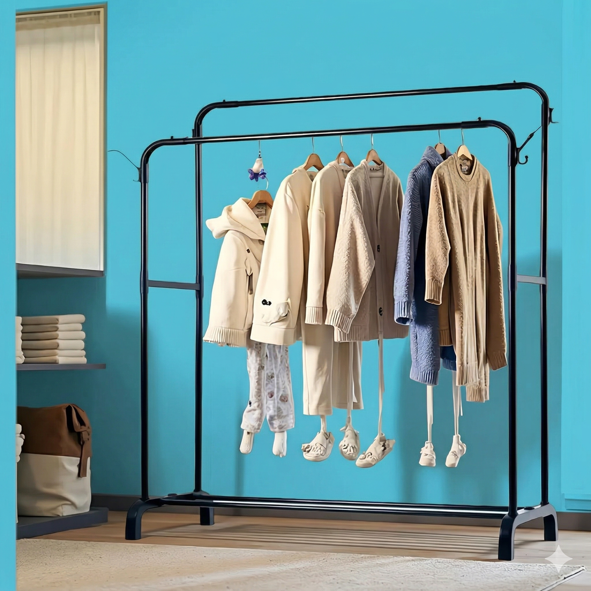 Heavy-Duty Double Pole Garment Rack